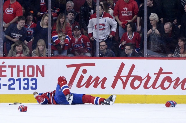 Montreal Canadiens defenseman P.K. Subban was taken off the ice on a stretcher and later taken to the hospital