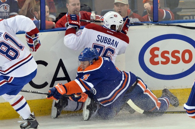 P.K. Subban of the Montral Canadiens and Taylor Hall of the Edmonton Oilers