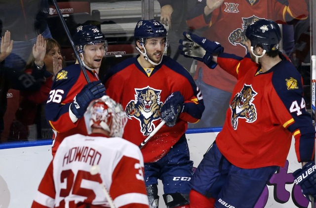 Erik Gudbranson and Vincent Trocheck of the Florida Panthers