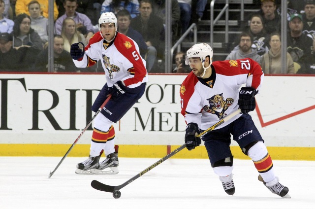 Aaron Ekblad and Vincent Trocheck of the Florida Panthers