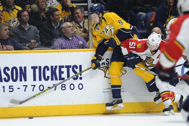 Filip Forsberg of the Nashville Predators and Brian Campbell of the Florida Panthers