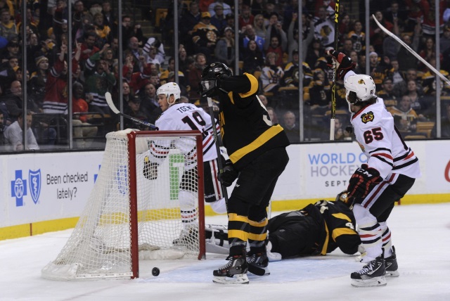 Andrew Shaw, formerly of the Chicago Blackhawks against the Boston Bruins