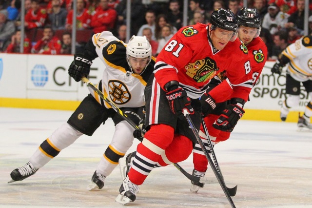 Marian Hossa and Marcus Kruger both suffered injuries yesterday