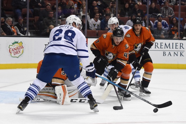 Hampus Lindholm against the Toronto Maple Leafs
