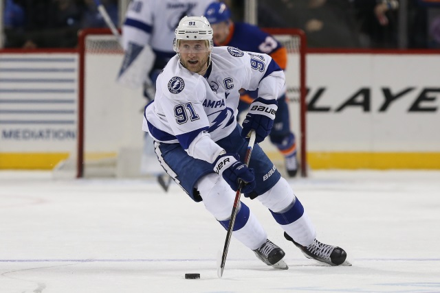 Steven Stamkos left last night's game early with a lower-body injury