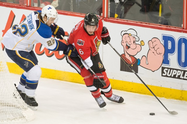 Kevin Shattenkirk of the St. Louis Blues and Bobby Ryan of the Ottawa Senators