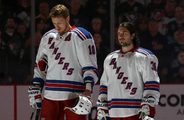Marc Staal and Mats Zuccarelllo of the New York Rangers