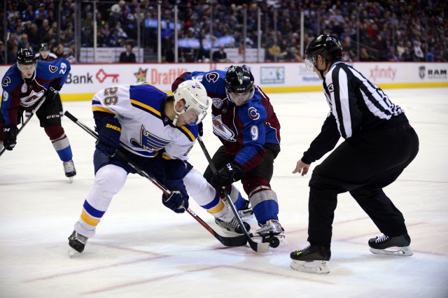 Matt Duchene of the Colorado Avalanche and Paul Stastny of the St. Louis Blues