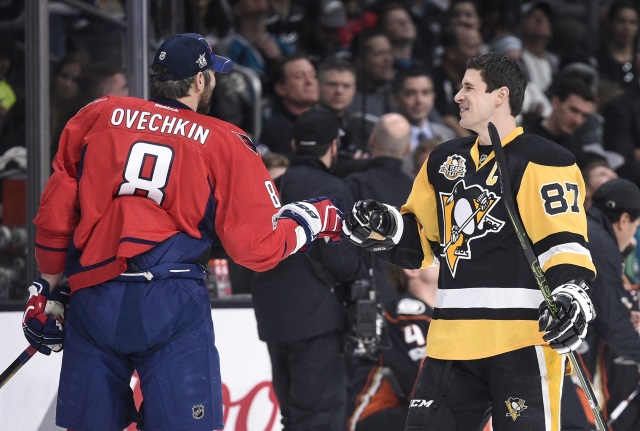 Sidney Crosby of the Pittsburgh Penguins and Alex Ovechkin of the Washington Capitals