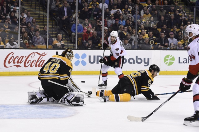 Boston Bruins Tuukka Rask makes a save against the Ottawa Senators