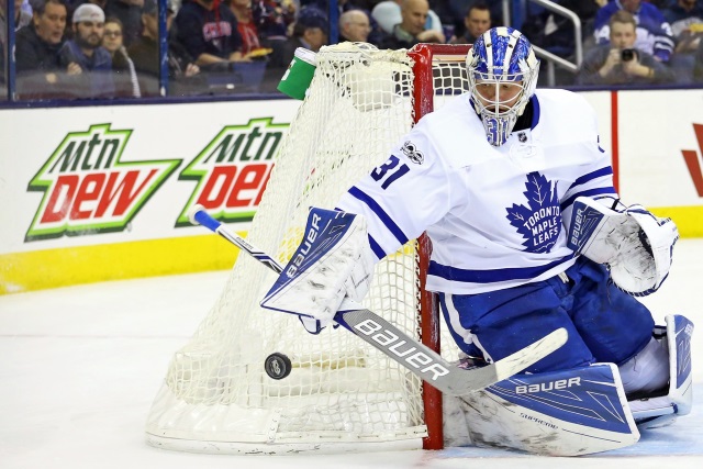 Toronto Maple Leafs Frederik Andersen was on the ice for a bit yesterday after being pulled from Saturday's game