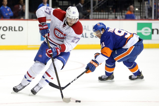 Alex Galchenyuk of the Montreal Canadiens and John Tavares of the New York Islanders