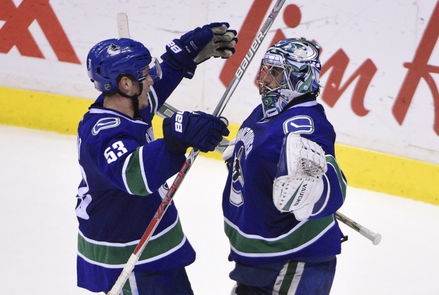 Vancouver Canucks Ryan Miller and Bo Horvat