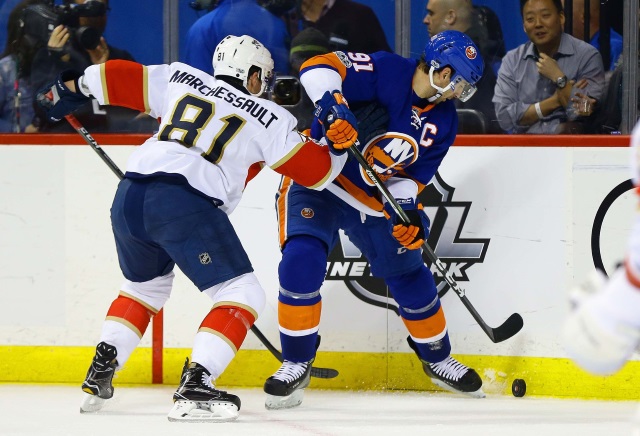 Jonathan Marchessault of the Florida Panthers and John Tavares of the New York Islanders