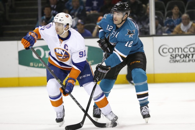 John Tavares of the New York Islanders and Patrick Marleau now of the Toronto Maple Leafs