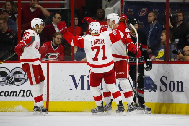 Detroit Red Wings Anthony Mantha and Andreas Athanasiou