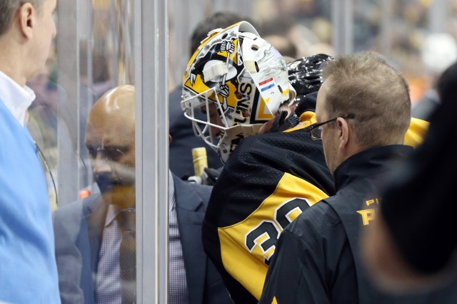 Pittsburgh Penguins goaltender Matt Murray injured last night