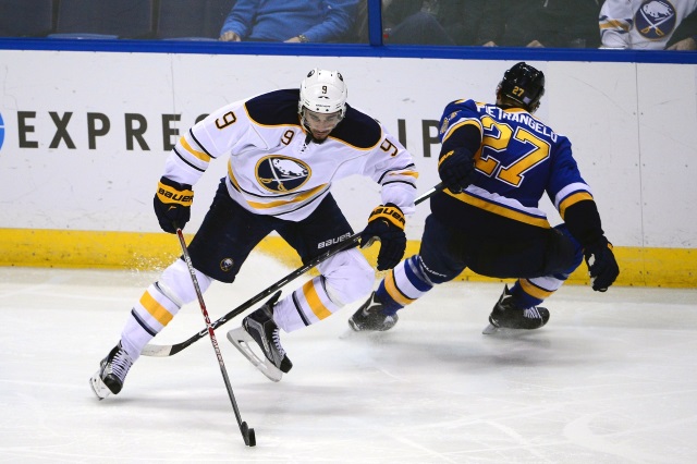 Buffalo Sabres Evander Kane and Alex Pietrangelo of the St. Louis Blues