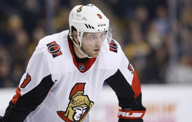 Ottawa Senators Bobby Ryan out with another hand injury.