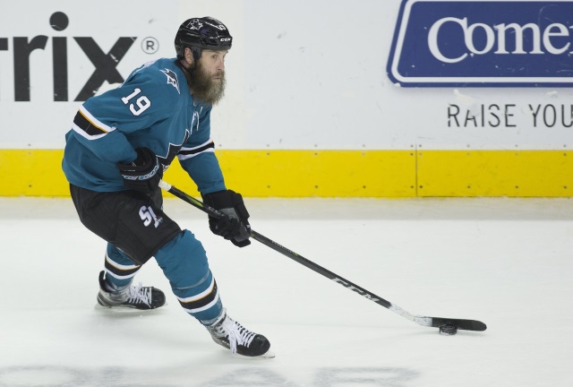 Joe Thornton left last night's game with a right-knee injury.
