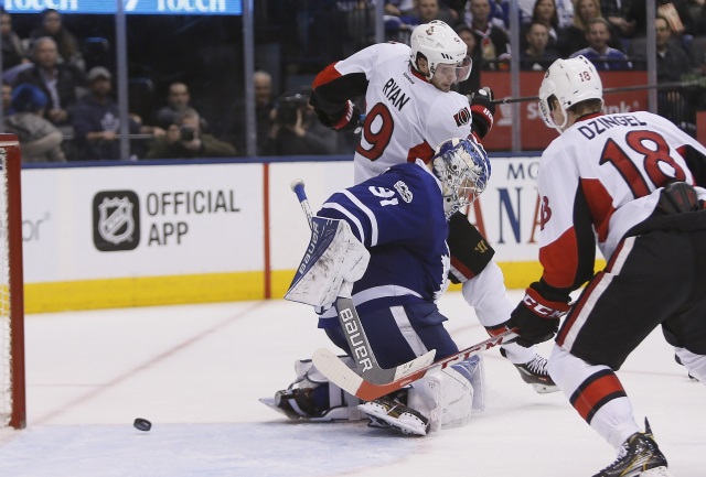 Bobby Ryan out for two-three weeks with a hand injury. Frederik Andersen back at practice after leaving Monday's game