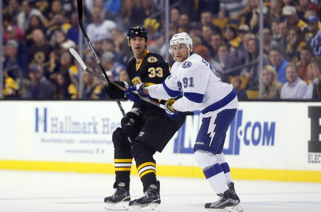 Zdeno Chara returned to the lineup. Steve Stamkos left with a lower-body injury.