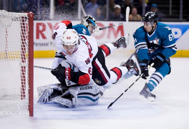 The Ottawa Senators trade Mike Hoffman to the San Jose Sharks.