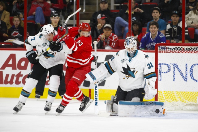Looking like the San Jose Sharks will be buying out Paul Martin. Jeff Skinner name continues to be in the rumor mill, but he hasn't been asked to waive his no-movement clause.