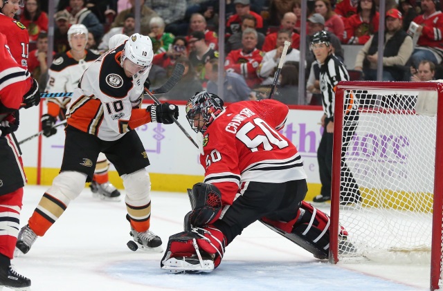 NHL injuries: Corey Perry suffers a lower-body injury. Corey Crawford getting closer to practicing.