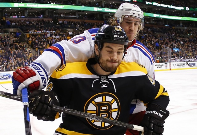 The Boston Bruins have traded defenseman Adam McQuaid to the New York Rangers for Steven Kampfer and draft picks.