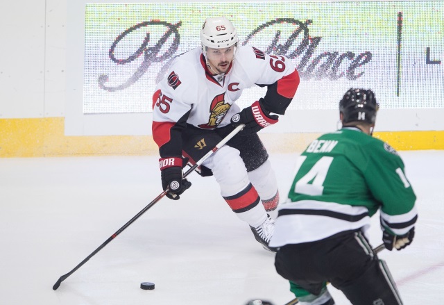 Ottawa Senators defenseman Erik Karlsson and Dallas Stars forward Jamie Benn