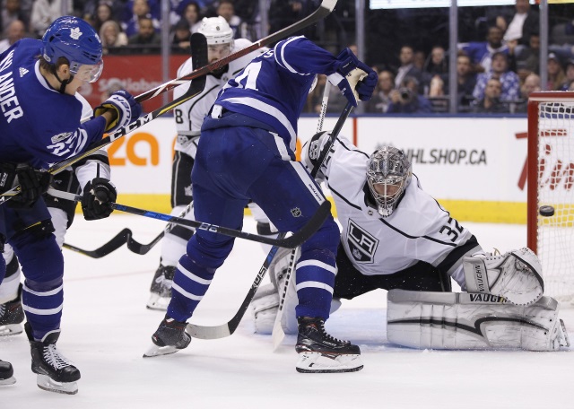 Auston Matthews out with a shoulder injury. Jonathan Quick out with a lower-body injury.
