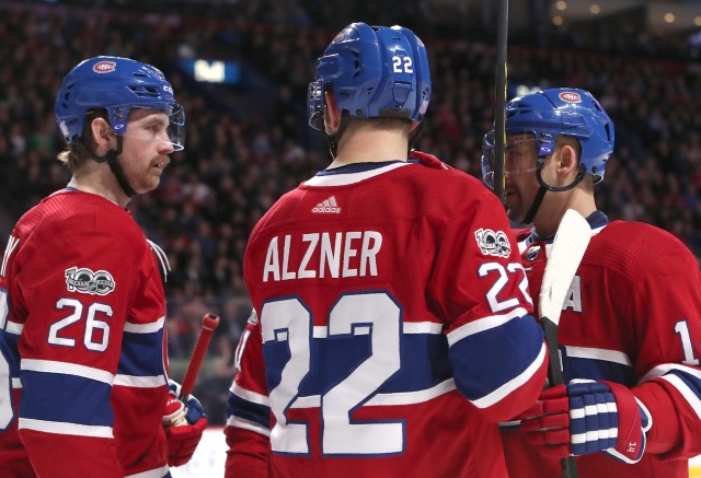 Karl Alzner's ironman streak over. Tomas Plekanec two games away from 1000.