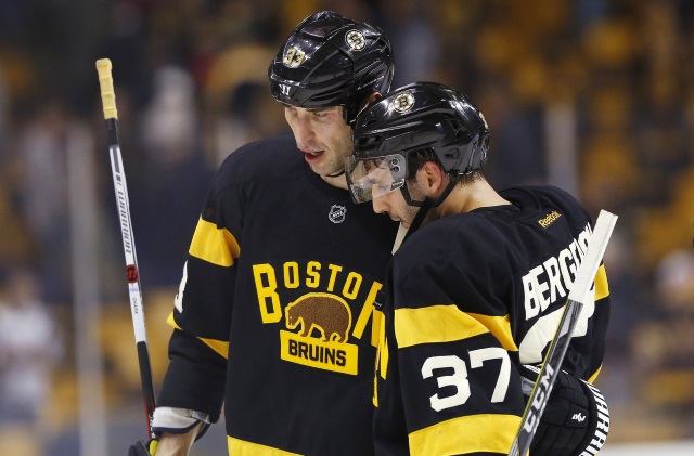 Zdeno Chara and Patrice Bergeron out at least a month.
