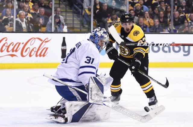 Frederik Andersen is day-to-day with groin injury. Brad Marchand could return for the Winter Classic.