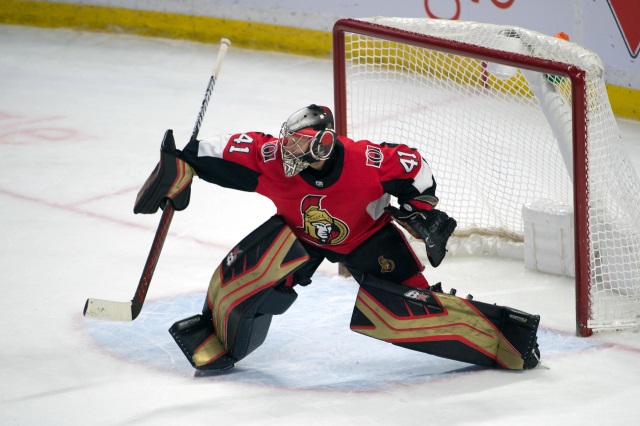 Ottawa Senators goaltender Craig Anderson has an upper-body injury.