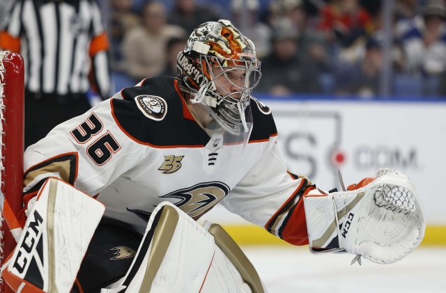 John Gibson doesn't return for the second period.