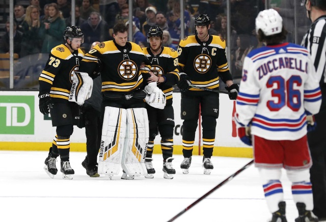 Tuukka Rask could start for the Bruins tonight. Mats Zuccarello skated yesterday and could return.