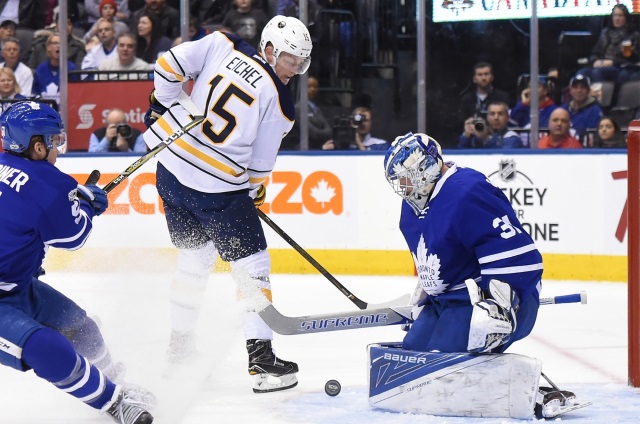Jack Eichel out for Saturday's game. Frederik Andersen placed on the IR.
