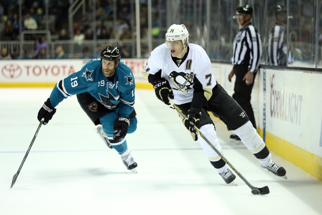 Evgeni Malkin to have a hearing today. Joe Thornton moves up the all-time games played and assist list.