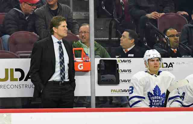 Toronto Maple Leafs coach Mike Babcock is under pressure.