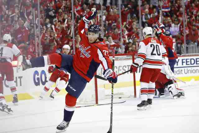 Washington Capitals T.J. Oshie out with a broken collarbone.