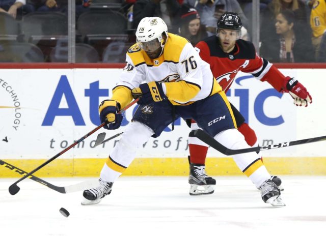 The Nashville Predators have traded defenseman P.K. Subban to the New Jersey Devils for Steven Santini, Jeremy Davies and two second-round draft picks