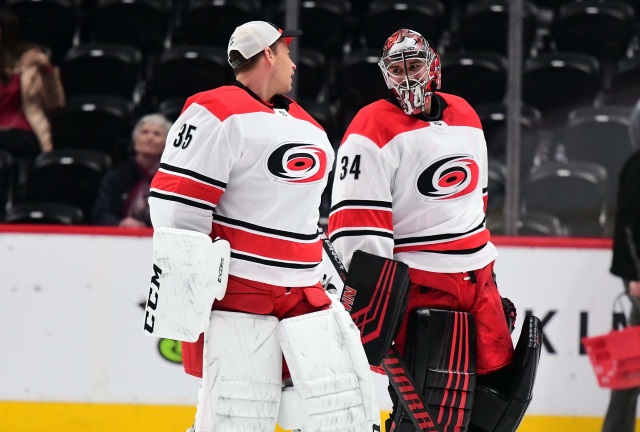 The Carolina Hurricanes don't think they'll be able to re-sign either goaltender. The Anahiem Ducks not thinking of long-term effects of Perry buyout.