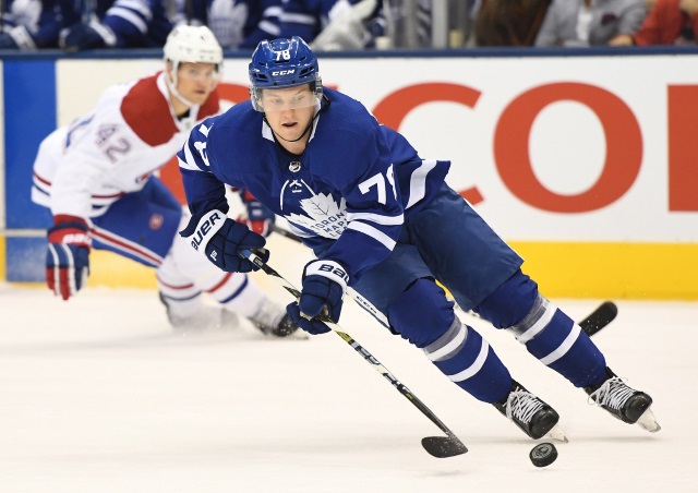 Looking at four Toronto Maple Leafss prospects that might be able to crack the Maple Leafs roster at some point this season.