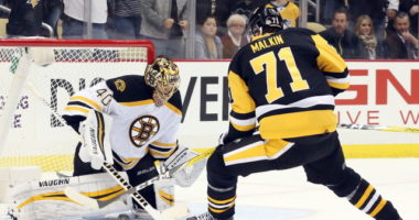 Tuukka Rask may have just had cramping. Evgeni Malkin could be out six to 10 weeks.