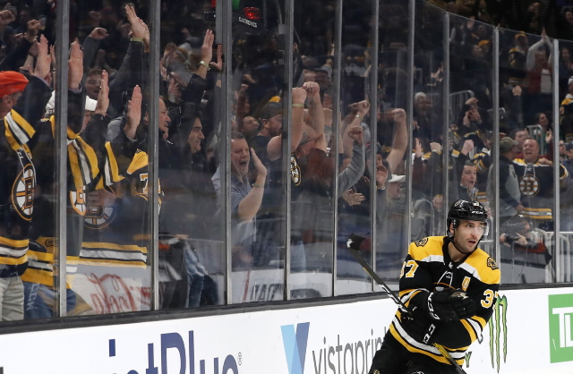 Patrice Bergeron missed last night's game with a lower-body injury.