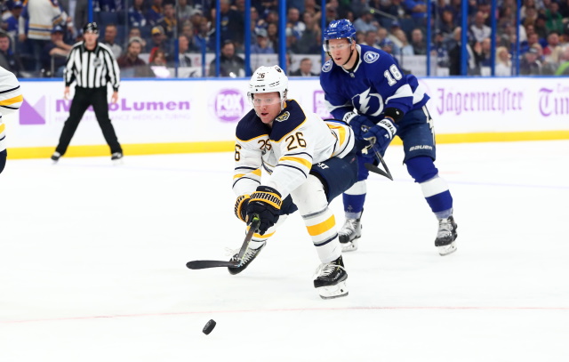 Sabres Rasmus Dahlin leaves with a concussion.