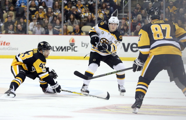 Penguins don't know if Sidney Crosby is out long-term. Torey Krug out tonight, re-evaluated later this week.
