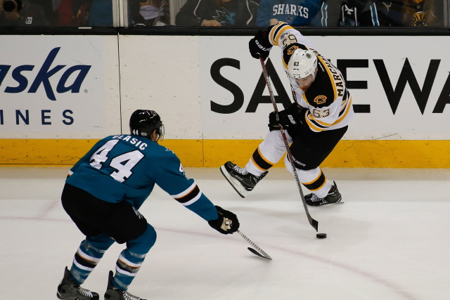 Marc-Edouard Vlasic a problem for the San Jose Sharks. The top line powering the Boston Bruins’ remarkable start